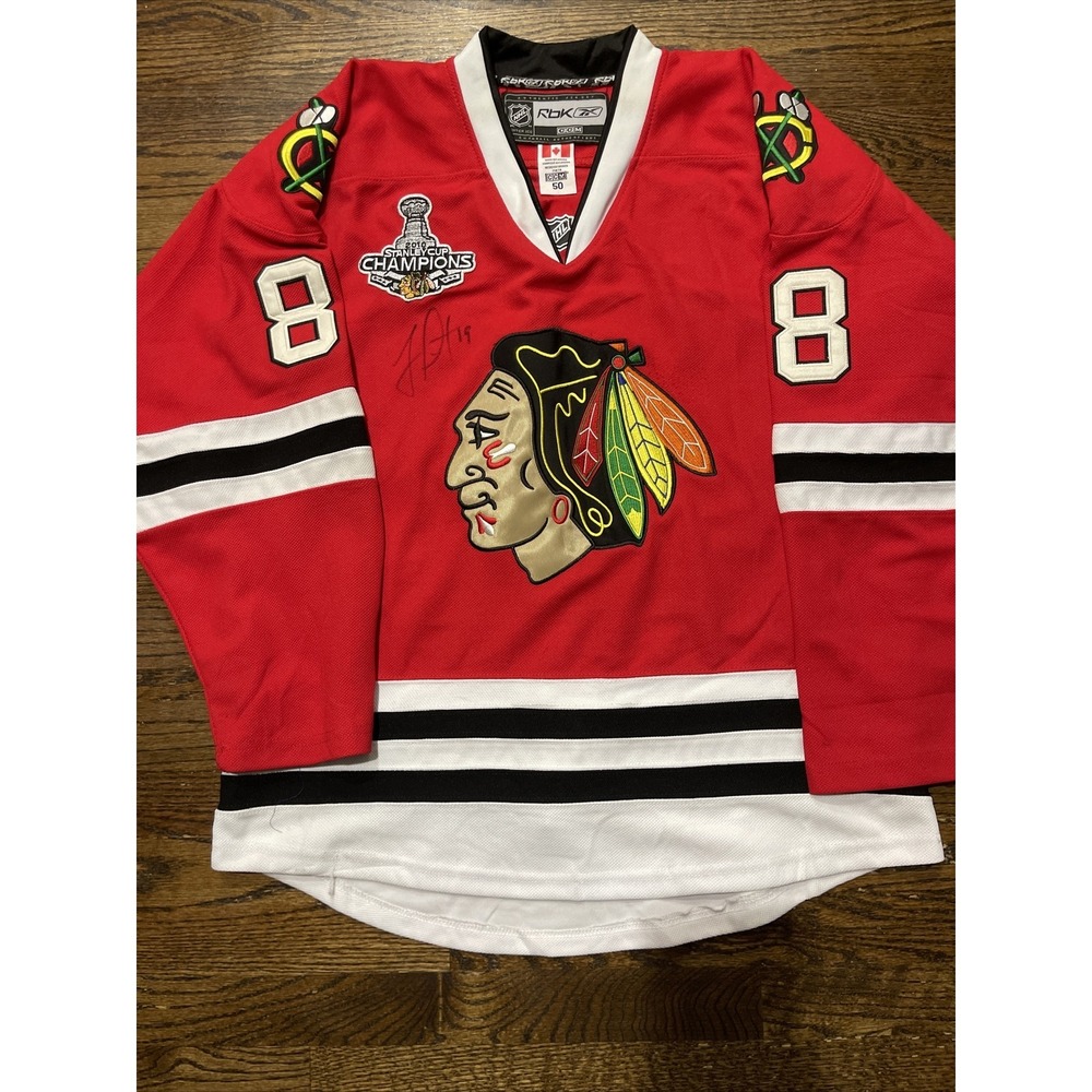 Authentic Chicago Blackhawks #88 Kane #19 Toews, Adidas Home Jersey SIGNED